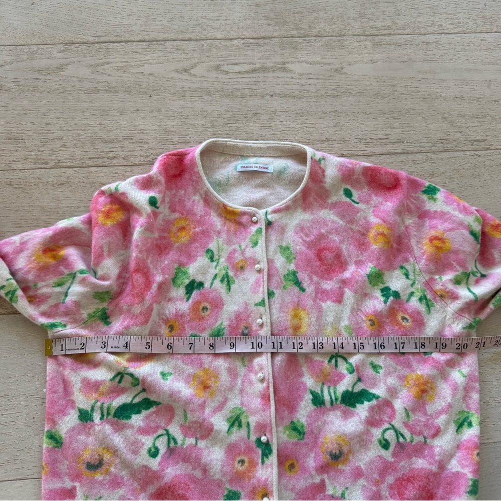Frances Valentine Rare Color Floral Pearl Button Darling Cardigan Sweater Sz M - Picture 6 of 9